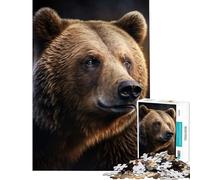 Puzzles for Teenagers 1000 Pieces Bear Portrait on Dark Fun Activities at Home Tough Challenge Anti-Stress Toys for 14+ Puzzle Game Offered (38x26cm)