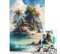 Puzzles for Teenagers 1000 Pieces Beautiful Island, Impossible Game, Decompressing Intellectual, Presents for Women 38x26cm