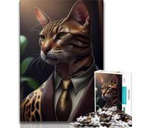 Puzzles for Teenagers 1000 Pieces Bengal Cat Suit Animal Teenager Puzzles,is Ideal As Gifts for The Whole Family Suitable for And 14 (size 38x26cm)