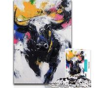 Puzzles for Teenagers 1000 Pieces Black And Gold Bull, Precision Cut,with Matching Poster And Trivia Sheet for And Age 14 Years Up 38x26cm