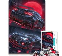 Puzzles for Teenagers 1000 Pieces Black Beauty in Red Moon Hand Speed Race Impossible Game for 14+ Puzzle Game Offered 38x52cm