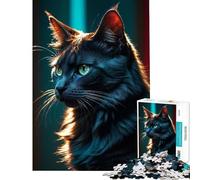 Puzzles for Teenagers 1000 Pieces Black Cat Emerald Eyes Difficult And Challenge Presents for Women Fun Games for And from 14 Years And over (50X75cm)