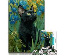 Puzzles for Teenagers 1000 Pieces Black Cat in The Grass Teenager Jigsaw,Educational Games Home Decoration Suitable for Desktop Decoration (size 75x50cm)