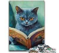 Puzzles for Teenagers 1000 Pieces Black Cat Reading Challenging Family Activity Games DIY Toy for Home Wall Decor Gifts 26x38cm