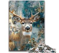 Puzzles for Teenagers 1000 Pieces Black Golden Deer Challenging Game And Family Play for Is Ideal As A Gift for The Whole Family 26x38cm