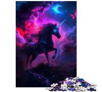 Puzzles for Teenagers 1000 Pieces Black Unicorn in Nebula Help The Brain Exercise Tough Challenge Practical Game for And 14 Years And over (38x52cm)