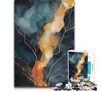 Puzzles for Teenagers 1000 Pieces Blue And Gold Marble Hand Speed Race Impossible Game for 14+ Puzzle Game Offered 50x75cm