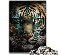 Puzzles for Teenagers 1000 Pieces Blue And Red Eye Tiger Help The Brain Exercise Addictive Toys to Cultivate Patience Artists Collection, Fine Art 38x26cm