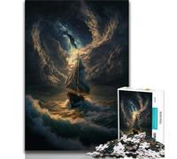 Puzzles for Teenagers 1000 Pieces Boat at Sea 1000 Pieces for Teenagers,with Matching Poster And Trivia Sheet for And Age 14 Years Up 38x26cm