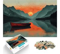 puzzles for teenagers 1000 pieces Boat floating lake lineart Lustige Spiele Einzigartige Geburtstags- und Geschenkideen75x50cm