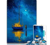 Puzzles for Teenagers 1000 Pieces Boat Sailing Under The Starry Sky,Help The Brain Exercise Addictive Toys to Cultivate Patience Gift For Birthdays (38x26cm)