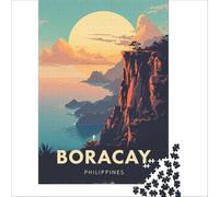 Puzzles for Teenagers 1000 Pieces Boracay Poster Staycation Kill Time Improving Love between Couples 75x50cm