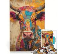 Puzzles for Teenagers 1000 Pieces Bright Cow Painted on His Head, Educational Game, Interesting Stress Reduction, Great Gift for Gaming 50x75cm