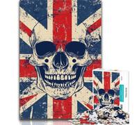 Puzzles for Teenagers 1000 Pieces British Flag Skull Adult Jigsaw,Fun Games Wall Decoration Unique Birthday And Xmas Gifts 38x26cm
