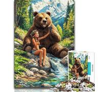 Puzzles for Teenagers 1000 Pieces Brown Bear And Little Girl Teenager Puzzles,is Ideal As Gifts for The Whole Family Suitable for And 14 (size 75x50cm)
