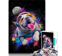 Puzzles for Teenagers 1000 Pieces Bulldog Astronaut,Help The Brain Exercise Addictive Toys to Cultivate Patience Perfect Decoration 38x26cm