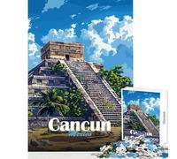 Puzzles for Teenagers 1000 Pieces Cancun Mayan Pyramid Brain Teaser Game Staycation Kill Time Home Decoration Toys Parent-child Interaction (38x26cm)