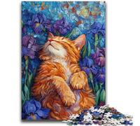 Puzzles for Teenagers 1000 Pieces Cat Among Flowers for Educational Game Challenge Toy for Is Ideal As A Gift for The Whole Family 26x38cm