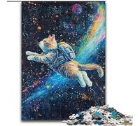 Puzzles for Teenagers 1000 Pieces Cat in Space, Challenging Difficult with Fully Interlocking Randomly Shaped Pieces (Size 50x75cm)