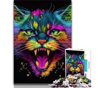 Puzzles for Teenagers 1000 Pieces Cat Pop Art Animal Angry Teenager Puzzles,is Ideal As Gifts for The Whole Family Suitable for And 14 (size 75x50cm)
