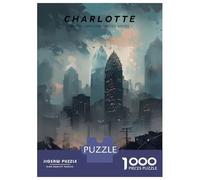 Puzzles for Teenagers 1000 Pieces Charlotte Skyline Horizon Jigsaw Puzzle Brain Teaser Game A Work of Art Unique Birthday And Xmas Gifts 70x50cm/1000pcs