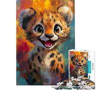 Puzzles for Teenagers 1000 Pieces Cheetah Cub Joy Toys Educational Games Brain Teaser Game Learning Educational Gifts for Women Men (size 75x50cm)