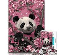 Puzzles for Teenagers 1000 Pieces Cherry Blossoms Panda Puzzles for Adults,Educational Stress Relief Toy Great Gifts And Toys 26x38cm
