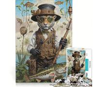 Puzzles for Teenagers 1000 Pieces Chill Jaguar Gone Fishing, Impossible Game, Decompressing Intellectual, Presents for Women 38x26cm