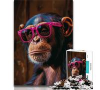 Puzzles for Teenagers 1000 Pieces Chimpanzee Wearing Glasses,Help The Brain Exercise Addictive Toys to Cultivate Patience Gift For Birthdays (38x26cm)