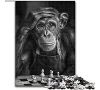 Puzzles for Teenagers 1000 Pieces Chimpanzees Playing Chess, for Age 14+ Suitable for Couples Fun at Home Activities, Birthday Present,Travel Gifts (size 26x38cm)