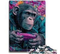 Puzzles for Teenagers 1000 Pieces Chimpanzees Playing Games Challenging To Complete But Fun And Humorous Educational Game for Birthday 26x38cm