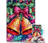 Puzzles for Teenagers 1000 Pieces Christmas Bells,Help The Brain Exercise Addictive Toys to Cultivate Patience Perfect Decoration 38x26cm