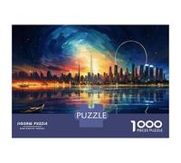 Puzzles for Teenagers 1000 Pieces Cityscape Sunset Reflections Jigsaws for Adults Hands-on Game Difficult Hard Fun at Home Activities, 38x26cm/1000pcs