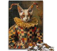 Puzzles for Teenagers 1000 Pieces Clown Cat for Educational Game Challenge Toy for Is Ideal As A Gift for The Whole Family 26x38cm
