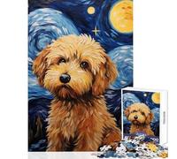 Puzzles for Teenagers 1000 Pieces Cockapoo Starry Night Dog Educational Toy Great Gifts And Toys Fun Games Enhance Love between Couples (Size 38x52cm)