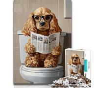 Puzzles for Teenagers 1000 Pieces Cocker Spaniel Sitting Toilet,Help The Brain Exercise Addictive Toys to Cultivate Patience Gift For Birthdays (38x26cm)