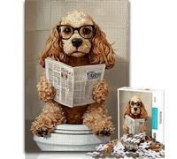 Puzzles for Teenagers 1000 Pieces Cocker Spaniel Sitting Toilet Teenager Jigsaw,Educational Games Home Decoration Birthday Present, Gifts, Wall Art (size 38x26cm)