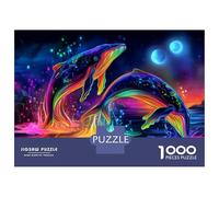 Puzzles for Teenagers 1000 Pieces Colorful Dolphins in Water Puzzles for Adults Relaxing Games But Fun And Humorous Fun Activities at Home 70x50cm/1000pcs