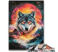 Puzzles for Teenagers 1000 Pieces Colorful Glowing Wolf Puzzles for Adults,Educational Stress Relief Toy Great Gifts And Toys (50x75cm)