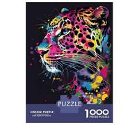 Puzzles for Teenagers 1000 Pieces Colorful Leopard Wall Art Print-1 Jigsaw Puzzle Brain Teaser Game A Work of Art Unique Birthday And Xmas Gifts 38x26cm/1000pcs