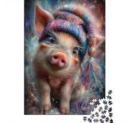 Puzzles for Teenagers 1000 Pieces Colorful Pig Hat Winter Accessories Puzzles for Adults Relaxing Games But Fun And Humorous Fun Activities at Home 38x26cm/1000pcs