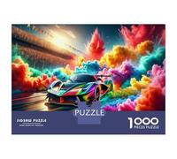 Puzzles for Teenagers 1000 Pieces Colorful Racing Car Smoke Effect Jigsaws for Adults Hands-on Game Difficult Hard Fun at Home Activities, 38x26cm/1000pcs