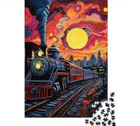 Puzzles for Teenagers 1000 Pieces Colorful Steam Train Sunset Puzzles for Adults Relaxing Games But Fun And Humorous Fun Activities at Home 70x50cm/1000pcs