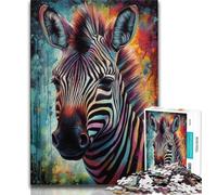 Puzzles for Teenagers 1000 Pieces Colorful Zebra Teenager Jigsaw,Educational Games Home Decoration Suitable for Desktop Decoration (size 38x26cm)