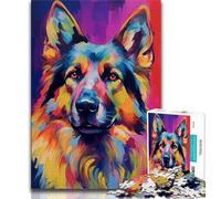 Puzzles for Teenagers 1000 Pieces Colourful German Shepherd Paintings 1000 Pieces for Adults,is Ideal As Gifts for The Whole Family Suitable for And 14 38x26cm