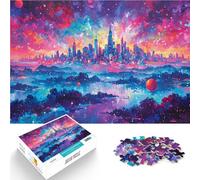 puzzles for teenagers 1000 pieces Cosmic Metropolis Spielzeug Lernspiele Stressabbau mit passendem Poster und Quizblatt38x26cm