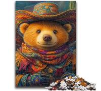 Puzzles for Teenagers 1000 Pieces Cowboy Brown Bear Challenging Game And Family Play Wall Decoration Unique Birthday And Xmas Gifts 50x75cm