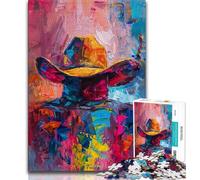 Puzzles for Teenagers 1000 Pieces Cowboy Hat,Educational Family Game Wall Decoration Unique Birthday And Xmas Gifts 38x26cm