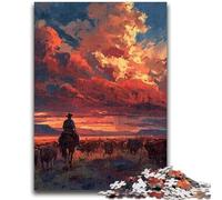 Puzzles for Teenagers 1000 Pieces Cowboys on The Prairie 1000 Pieces for Teenagers,deal As Gifts for The Whole Family for Ages 14+ (26x38cm)