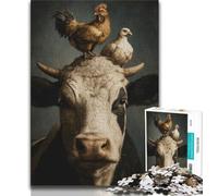 Puzzles for Teenagers 1000 Pieces Cows And Hens,Educational Games Home Decoration Educational Game for Birthday,Chrismas (75x50cm)